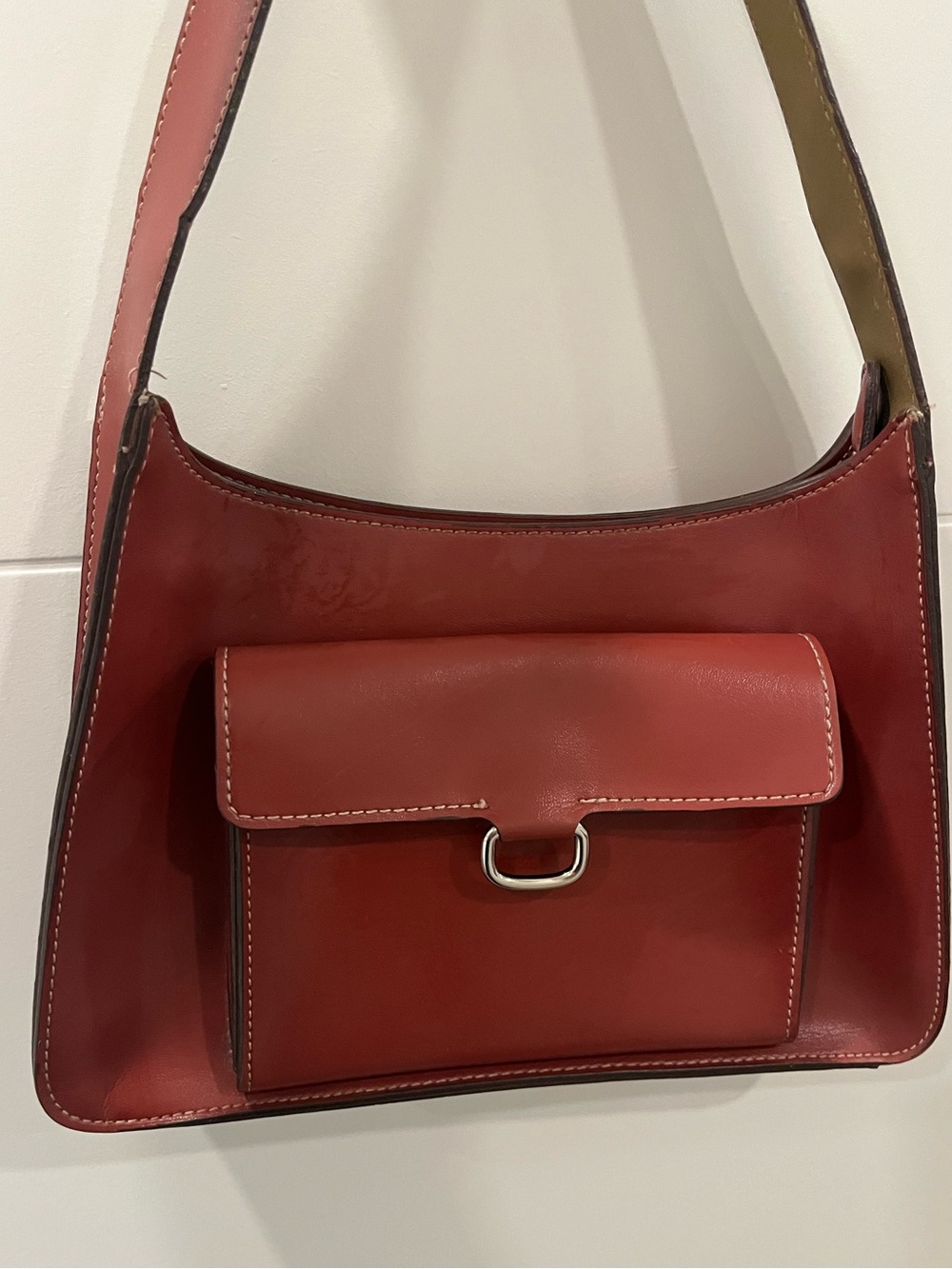 Mondani New York Burgundy Faux Leather Shoulder Bag | Vintage Y2K Minimalist